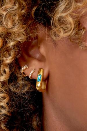 Quadratische Ohrringe mit Zirkon Rosè & Gold Edelstahl h5 Bild4